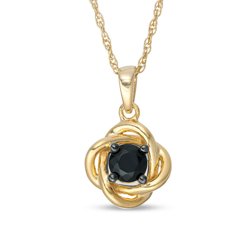 0.2 CT. Enhanced Black Natural Clarity Enhanced Solitaire Love Knot Pendant in 10K Yellow Gold