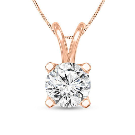 1 CT. Certified Natural Clarity Enhanced Solitaire Pendant in 14K Rose Gold (I/SI2)