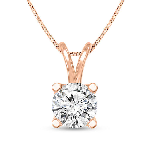 0.25 CT. Certified Natural Clarity Enhanced Solitaire Pendant in 14K Rose Gold (I/SI2)