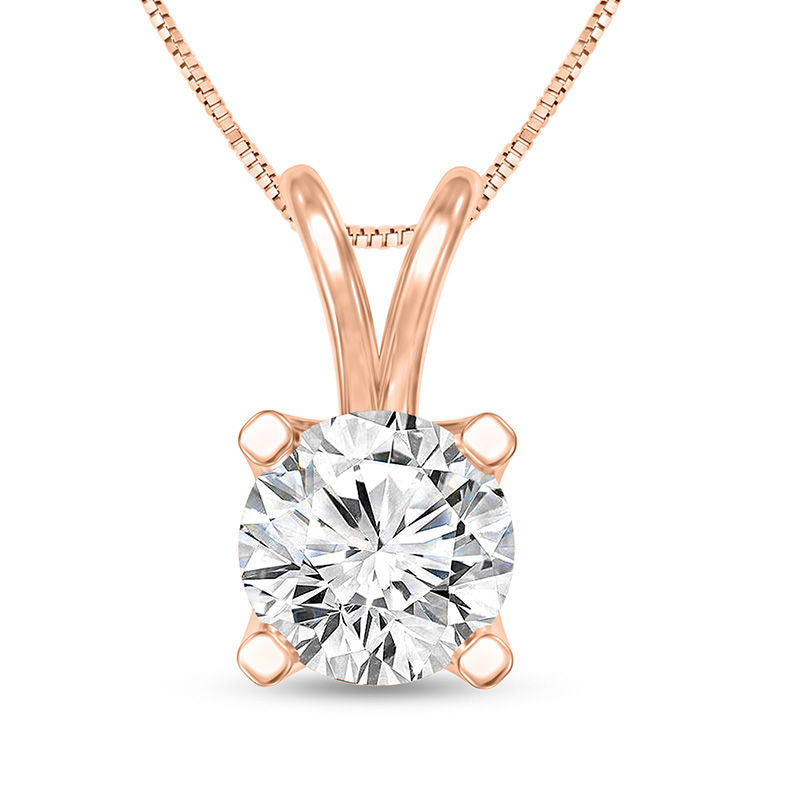 0.5 CT. Certified Natural Clarity Enhanced Solitaire Pendant in 14K Rose Gold (I/SI2)