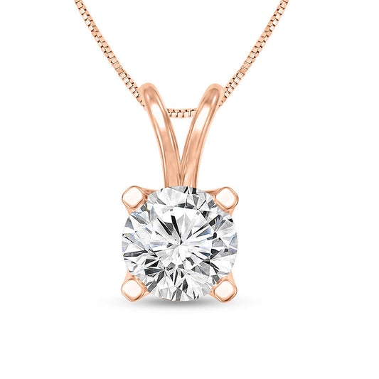 0.75 CT. Certified Natural Clarity Enhanced Solitaire Pendant in 14K Rose Gold (I/SI2)