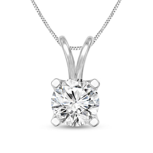 0.5 CT. Certified Natural Clarity Enhanced Solitaire Pendant in 14K White Gold (I/VS2)