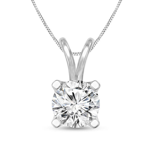 1 CT. Certified Natural Clarity Enhanced Solitaire Pendant in 14K White Gold (I/SI2)