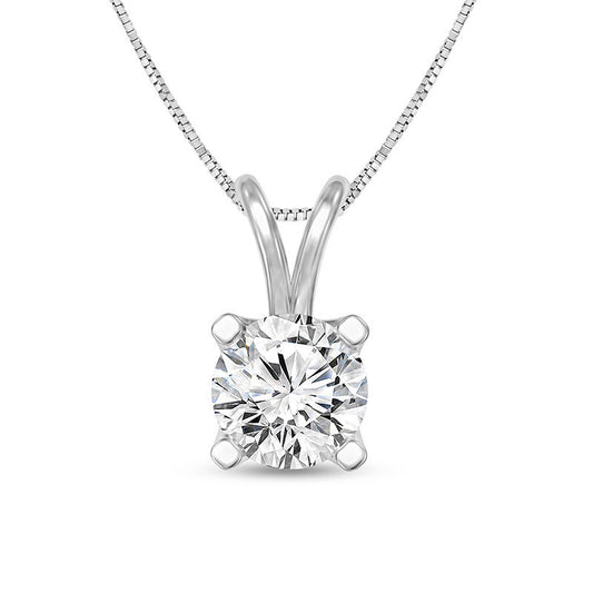 0.25 CT. Certified Natural Clarity Enhanced Solitaire Pendant in 14K White Gold (I/SI2)