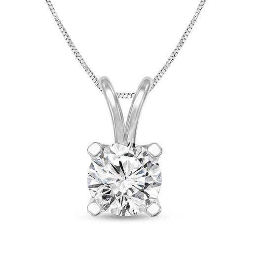 0.5 CT. Certified Natural Clarity Enhanced Solitaire Pendant in 14K White Gold (I/SI2)