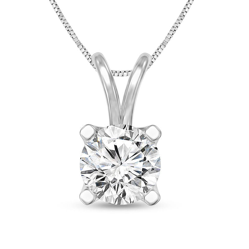 0.75 CT. Certified Natural Clarity Enhanced Solitaire Pendant in 14K White Gold (I/SI2)