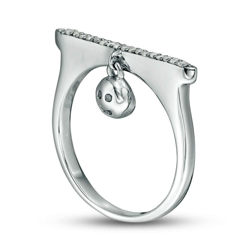 0.05 CT. T.W. Natural Diamond Bar and Smiley Face Charm Ring in Sterling Silver