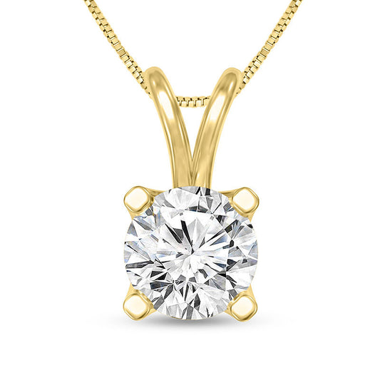 0.75 CT. Certified Natural Clarity Enhanced Solitaire Pendant in 14K Gold (I/SI2)