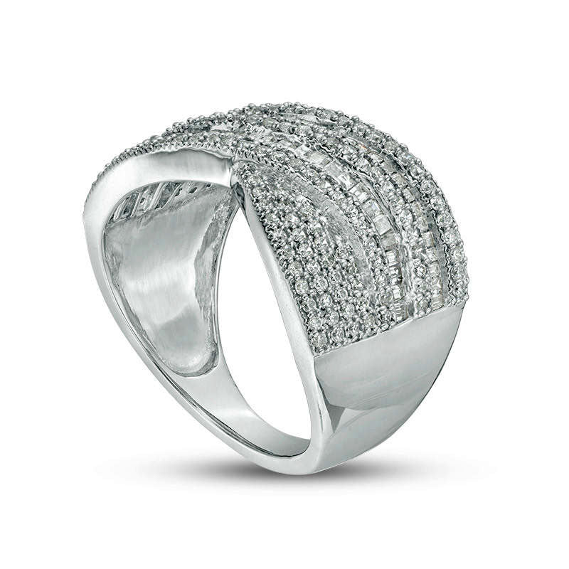 1.0 CT. T.W. Natural Diamond Crossover Ring in Solid 10K White Gold