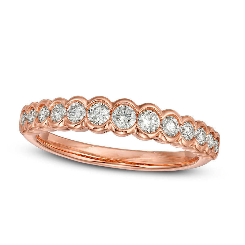 0.50 CT. T.W. Certified Natural Diamond Scallop Edge Band in Solid 14K Rose Gold (I/I1)