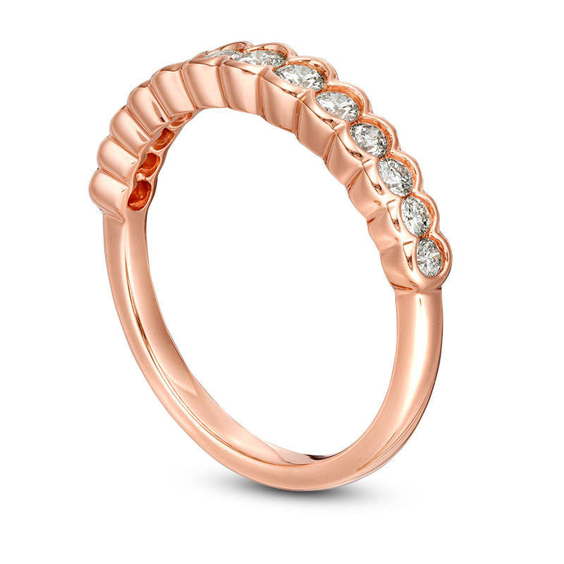 0.50 CT. T.W. Certified Natural Diamond Scallop Edge Band in Solid 14K Rose Gold (I/I1)