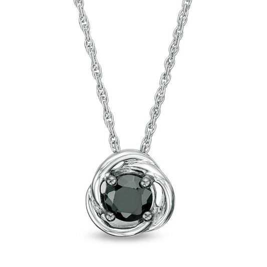 0.38 CT. Enhanced Black Natural Clarity Enhanced Solitaire Swirl Frame Pendant in 10K White Gold