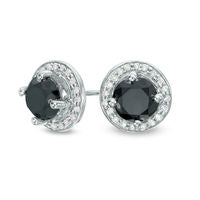 2 CT. T.W. Enhanced Black and White Diamond Frame Stud Earrings in Sterling Silver