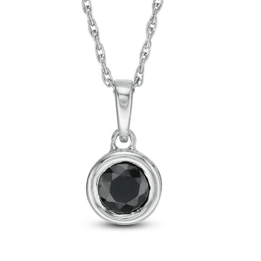 0.38 CT. Enhanced Black Natural Clarity Enhanced Bezel-Set Solitaire Pendant in 10K White Gold