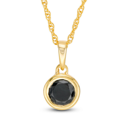 0.38 CT. Enhanced Black Natural Clarity Enhanced Bezel-Set Solitaire Pendant in 10K Yellow Gold