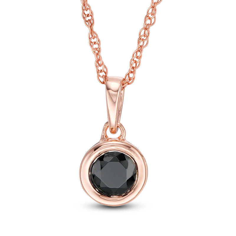 0.38 CT. Enhanced Black Natural Clarity Enhanced Bezel-Set Solitaire Pendant in 10K Rose Gold