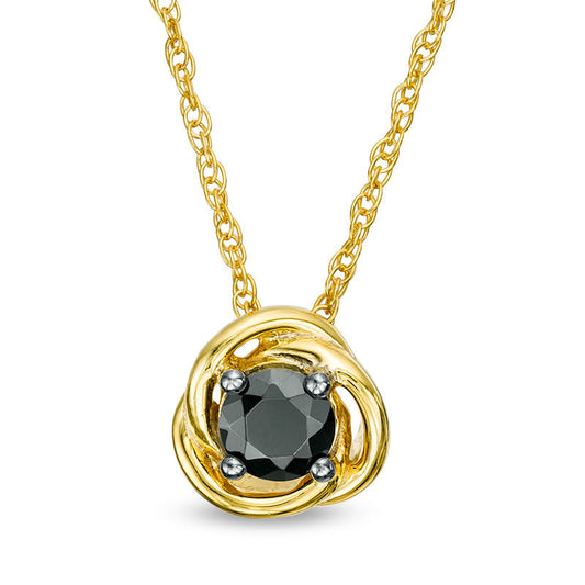 0.38 CT. Enhanced Black Natural Clarity Enhanced Solitaire Swirl Frame Pendant in 10K Yellow Gold