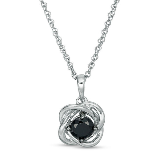 0.38 CT. Enhanced Black Natural Clarity Enhanced Solitaire Love Knot Pendant in 10K White Gold