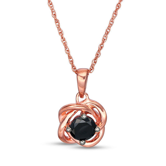 0.38 CT. Enhanced Black Natural Clarity Enhanced Solitaire Love Knot Pendant in 10K Rose Gold