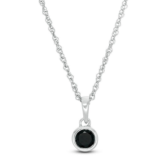 0.2 CT. Enhanced Black Natural Clarity Enhanced Bezel-Set Solitaire Pendant in 10K White Gold