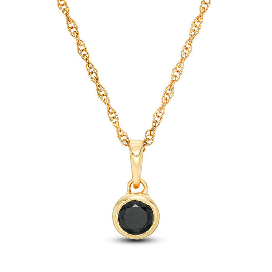 0.2 CT. Enhanced Black Natural Clarity Enhanced Bezel-Set Solitaire Pendant in 10K Yellow Gold