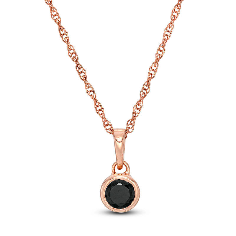 0.2 CT. Enhanced Black Natural Clarity Enhanced Bezel-Set Solitaire Pendant in 10K Rose Gold