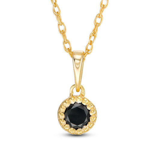 0.2 CT. Enhanced Black Natural Clarity Enhanced Solitaire Beaded Frame Pendant in 10K Yellow Gold