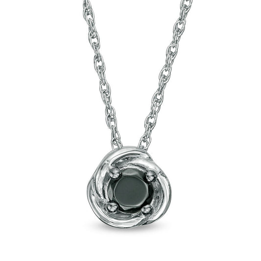 0.2 CT. Enhanced Black Natural Clarity Enhanced Solitaire Swirl Frame Pendant in 10K White Gold