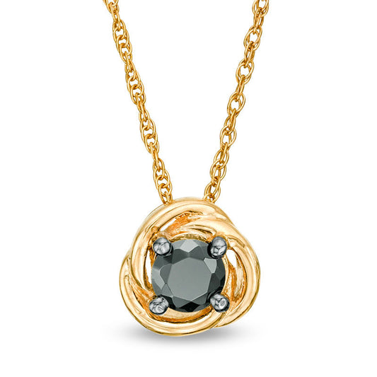 0.2 CT. Enhanced Black Natural Clarity Enhanced Solitaire Swirl Frame Pendant in 10K Yellow Gold