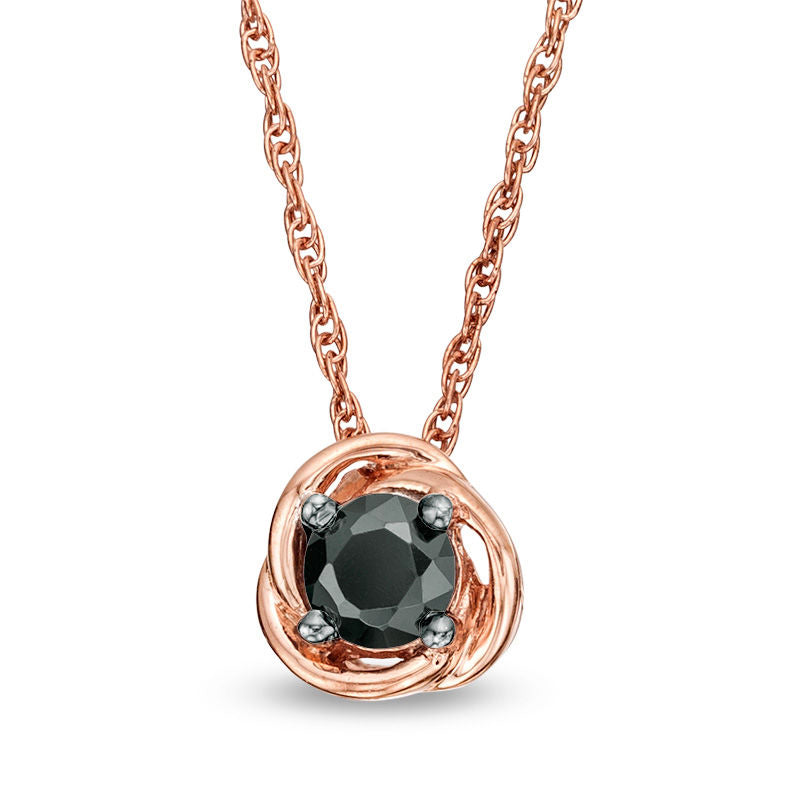 0.2 CT. Enhanced Black Natural Clarity Enhanced Solitaire Swirl Frame Pendant in 10K Rose Gold