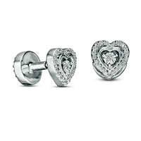 0.33 CT. T.W. Enhanced Black and White Diamond Reversible Heart and Circle Stud Earrings in Sterling Silver