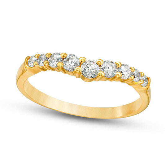 0.38 CT. T.W. Natural Diamond Contour Anniversary Band in Solid 14K Gold