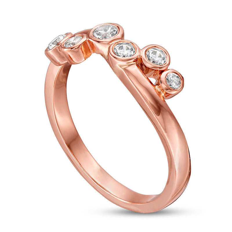 0.25 CT. T.W. Natural Diamond Bezel-Set Wave Crossover Ring in Solid 10K Rose Gold