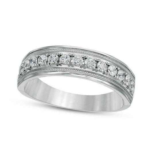 Men's 0.50 CT. T.W. Natural Diamond Antique Vintage-Style Wedding Band in Solid 10K White Gold