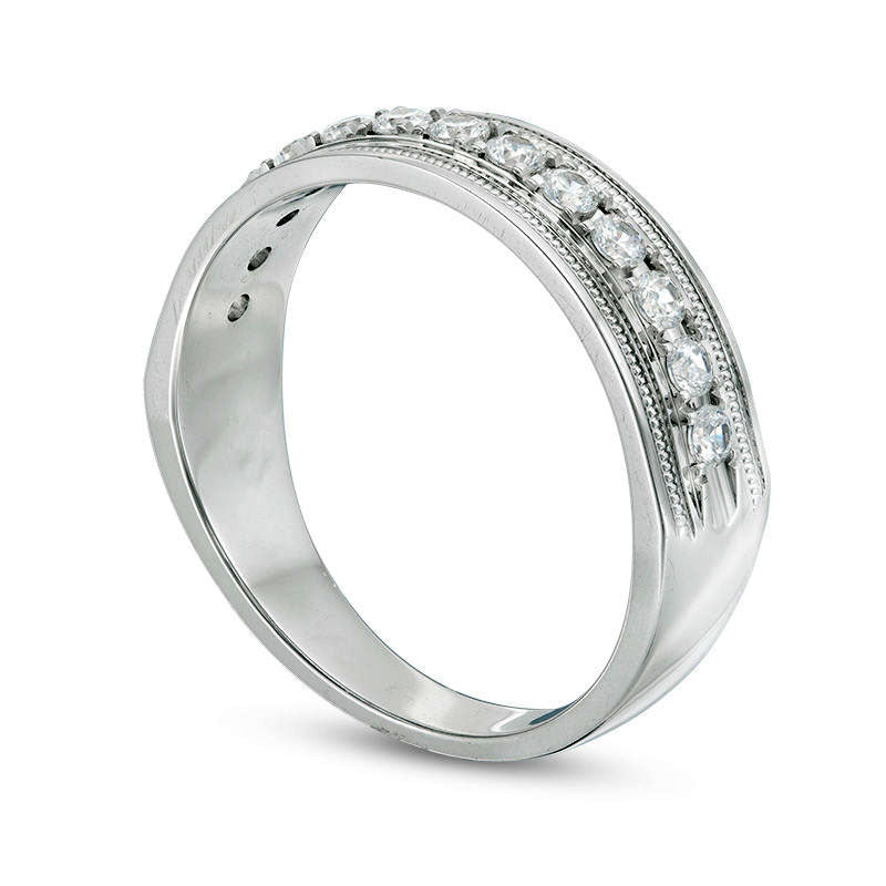 Men's 0.50 CT. T.W. Natural Diamond Antique Vintage-Style Wedding Band in Solid 10K White Gold