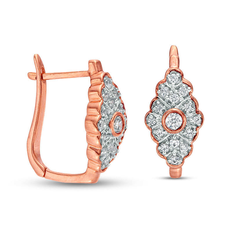 0.2 CT. T.W. Diamond Marquise Hoop Earrings in 10K Rose Gold