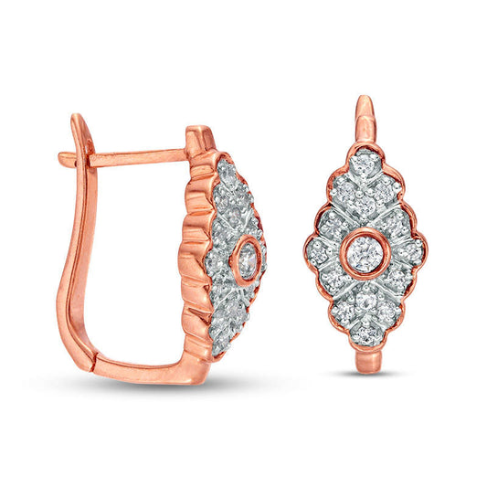 0.2 CT. T.W. Diamond Marquise Hoop Earrings in 10K Rose Gold