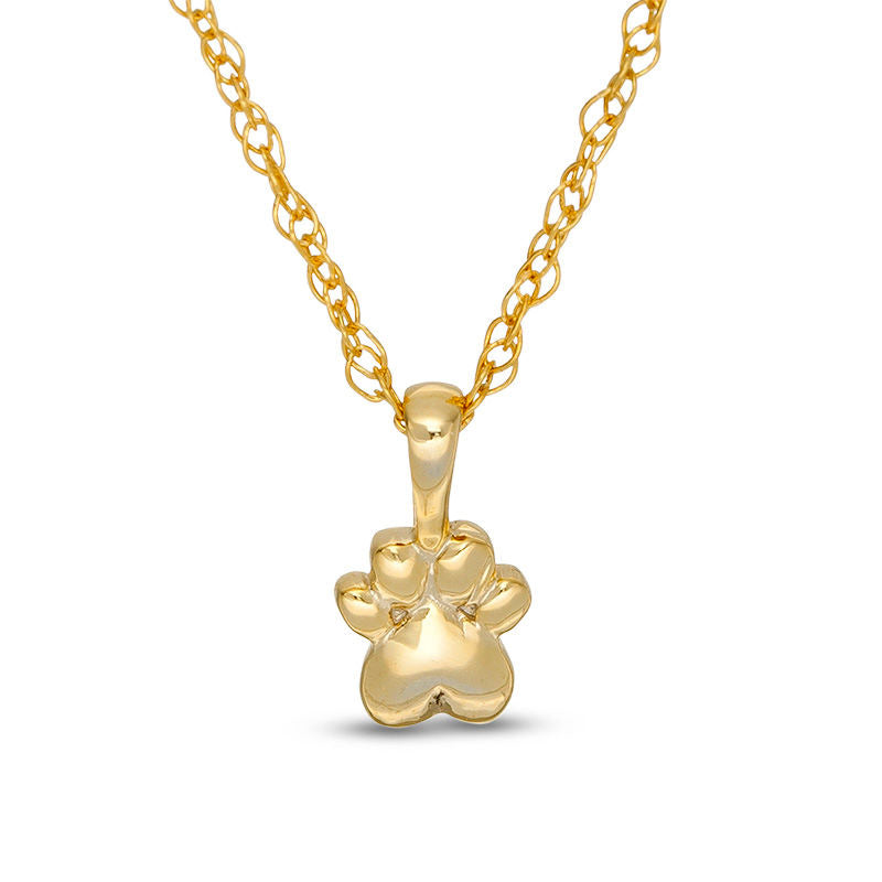 Polished Paw Print Charm Pendant in Sterling Silver with 14K Gold Plate