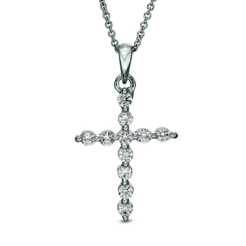 0.33 CT. T.W. Natural Diamond Cross Pendant in 14K White Gold