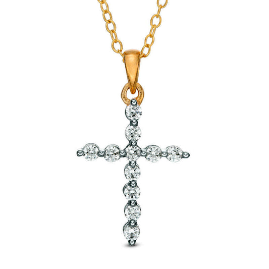 0.33 CT. T.W. Natural Diamond Cross Pendant in 14K Gold