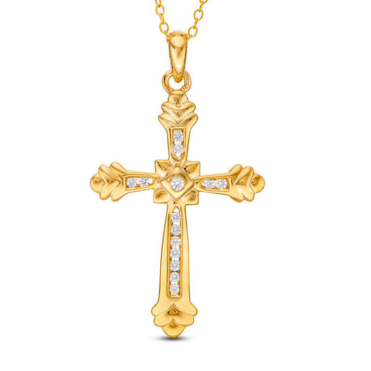 0.25 CT. T.W. Natural Diamond Cross Pendant in 14K Gold