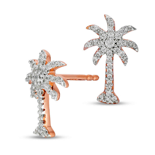 0.2 CT. T.W. Diamond Palm Tree Stud Earrings in 10K Rose Gold