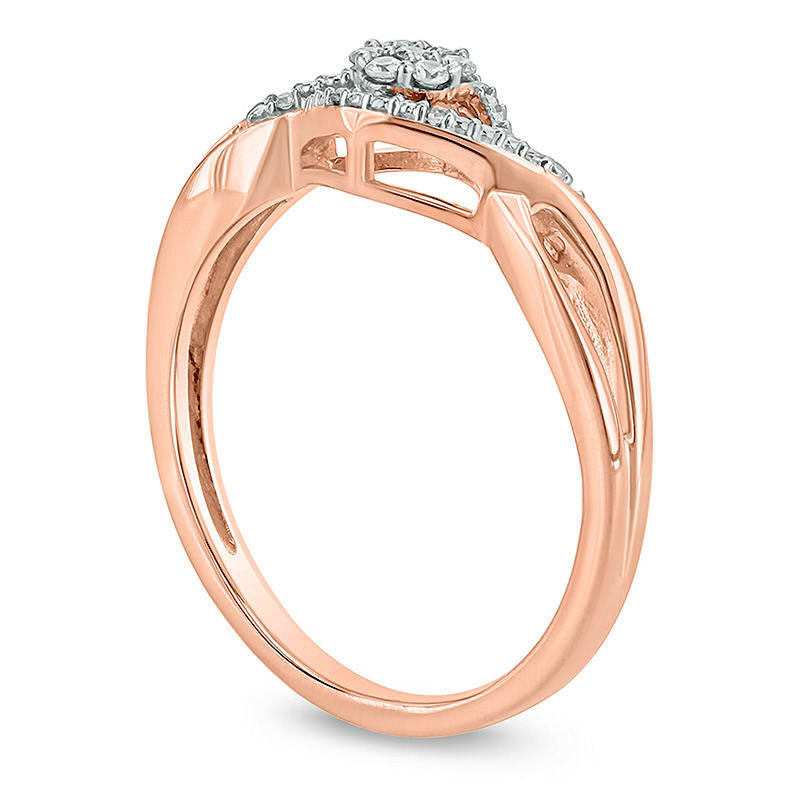 0.10 CT. T.W. Composite Natural Diamond Bypass Twist Shank Promise Ring in Solid 10K Rose Gold