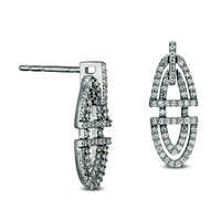 0.25 CT. T.W. Diamond Split Oval Geometric Drop Earrings in Sterling Silver