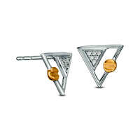 Diamond Accent and Screw Triangle Stud Earrings in Sterling Silver with 14K Gold Plate