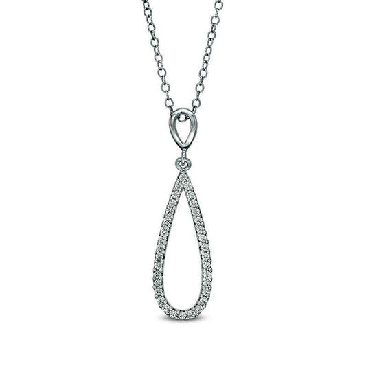 0.25 CT. T.W. Natural Diamond Teardrop Pendant in Sterling Silver