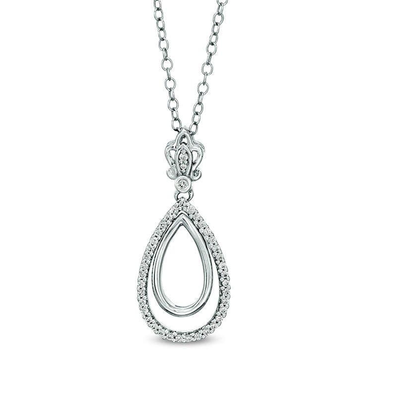 0.13 CT. T.W. Natural Diamond Double Teardrop Pendant in Sterling Silver