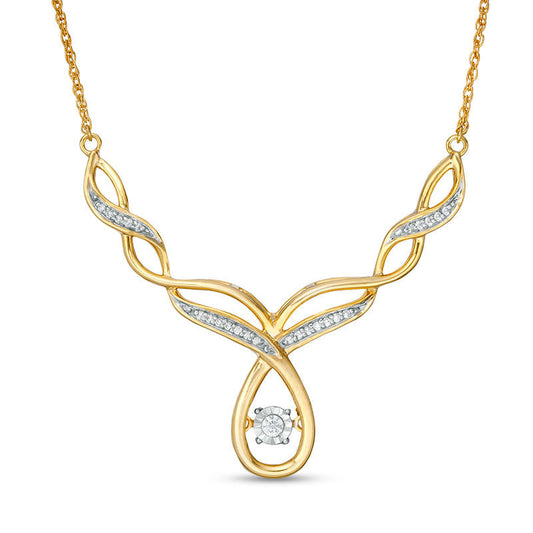 Unstoppable Love™ 0.17 CT. T.W. Natural Diamond Twist Necklace in 10K Yellow Gold - 16.5"