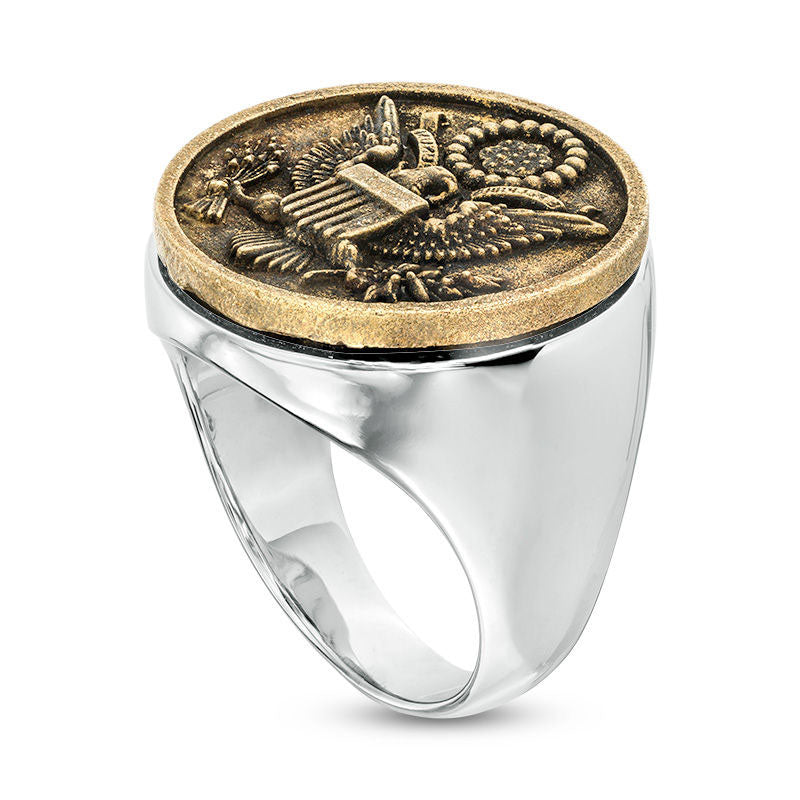 Men's Great Seal of the United States Antique-Finished Signet Ring in Sterling Silver and Bronze