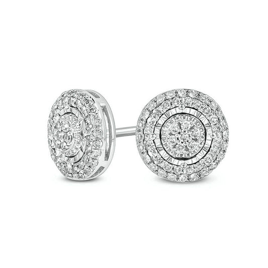 0.25 CT. T.W. Composite Diamond Double Frame Stud Earrings in 10K White Gold